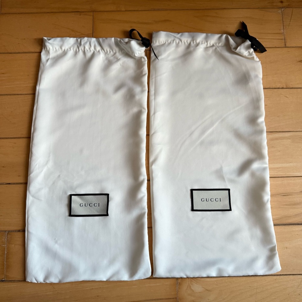 Gucci Cream Dust Bags with Black Accents Made in Italy